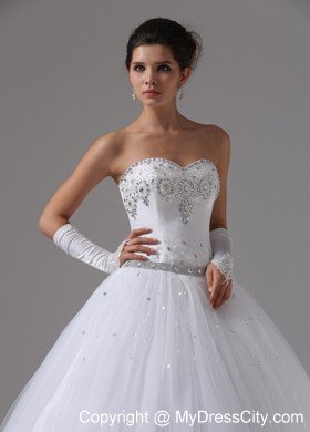 Ball Gown Beaded Decorated Bust Sweetheart Modest Bridal dress