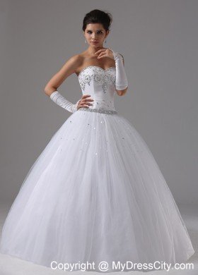 Ball Gown Beaded Decorated Bust Sweetheart Modest Bridal dress