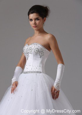 Ball Gown Beaded Decorated Bust Sweetheart Modest Bridal dress
