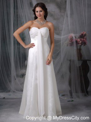 Simple Column Sweetheart Floor-length Satin Ruched Bridal Gown