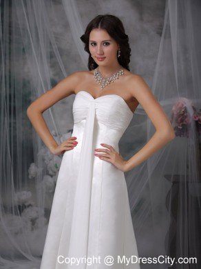 Simple Column Sweetheart Floor-length Satin Ruched Bridal Gown