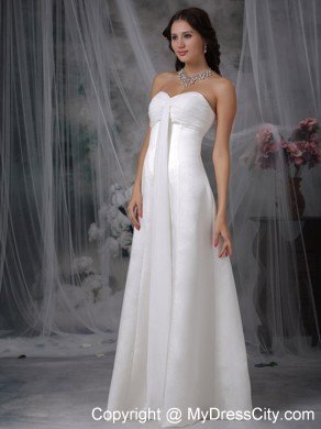 Simple Column Sweetheart Floor-length Satin Ruched Bridal Gown