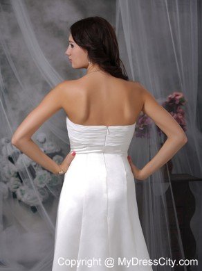 Simple Column Sweetheart Floor-length Satin Ruched Bridal Gown