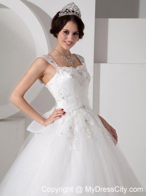 Lovely A-line Straps Wedding Dress with Beading and Appliques