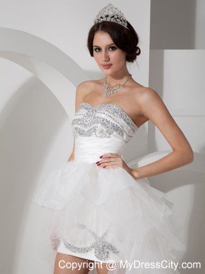 Lovely Beaded Sweetheart High-low Bridle Gown with Layered Train