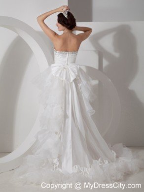 Lovely Beaded Sweetheart High-low Bridle Gown with Layered Train