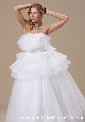 2013 Exclusive Appliques Strapless Lace-up Long wedding Gown
