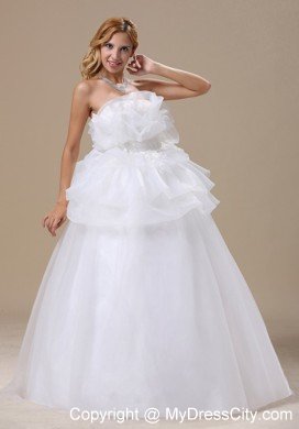 2013 Exclusive Appliques Strapless Lace-up Long wedding Gown