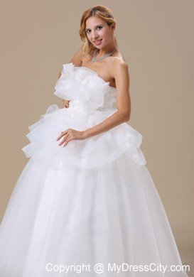 2013 Exclusive Appliques Strapless Lace-up Long wedding Gown