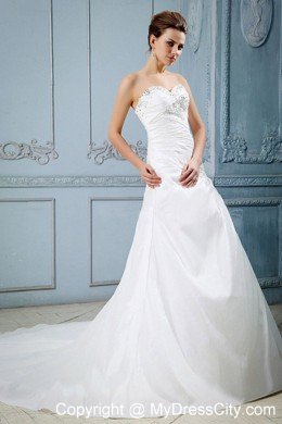 Sweetheart Lace-up Wedding Dress with Appliques and Beading