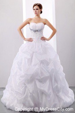 Court Train Ball Gown Bridal Gown with Appliques and Pick-ups