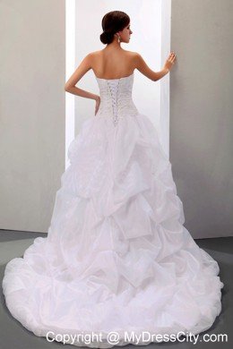 Court Train Ball Gown Bridal Gown with Appliques and Pick-ups
