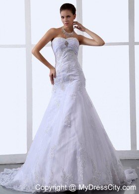 Stylish Lace Appliques Sweetheart Tulle Princess Bridal Gown