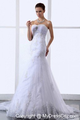 Stylish Lace Appliques Sweetheart Tulle Princess Bridal Gown