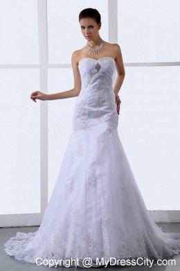 Stylish Lace Appliques Sweetheart Tulle Princess Bridal Gown