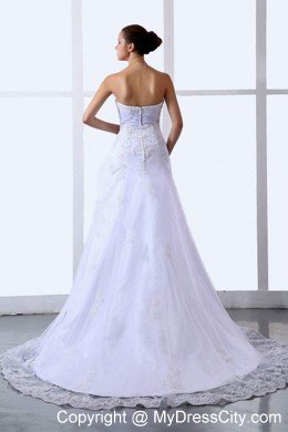 Stylish Lace Appliques Sweetheart Tulle Princess Bridal Gown