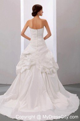 Beading A-Line Strapless Court Train Bridal dress with Pick-ups