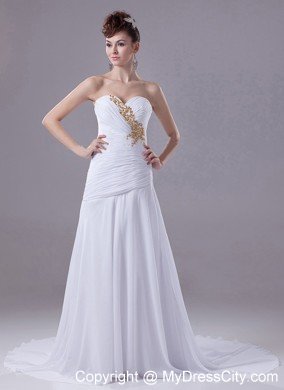 Stylish Sweetheart Appliques Chiffon Court Train Wedding Dress