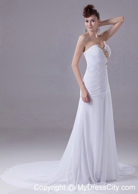 Stylish Sweetheart Appliques Chiffon Court Train Wedding Dress