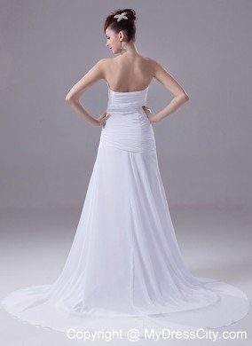 Stylish Sweetheart Appliques Chiffon Court Train Wedding Dress