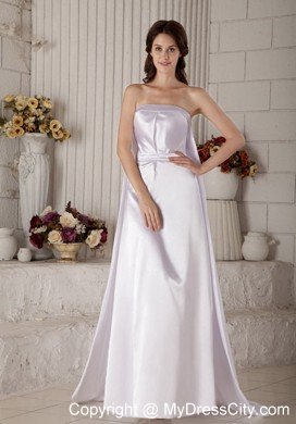 Exclusive Column Strapless Watteau Train Ruched Wedding Dress