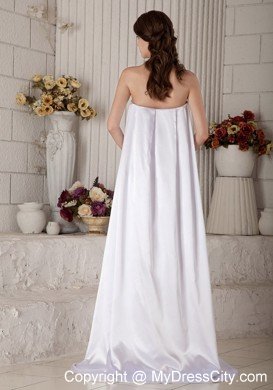 Exclusive Column Strapless Watteau Train Ruched Wedding Dress