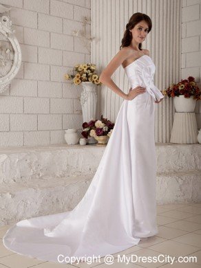 Princess Strapless Court Train Beading and Bowknot Bridal Gown