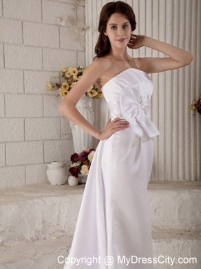 Princess Strapless Court Train Beading and Bowknot Bridal Gown