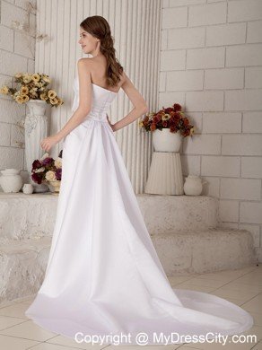 Princess Strapless Court Train Beading and Bowknot Bridal Gown
