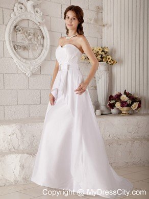 Cute Princess Sweetheart Brush Train Taffeta Belt Bridal dress