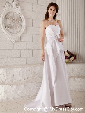 Cute Princess Sweetheart Brush Train Taffeta Belt Bridal dress
