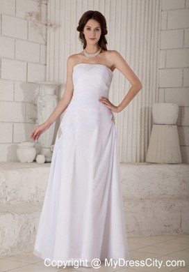 Column Strapless Floor-length Beading and Ruching Wedding Dress