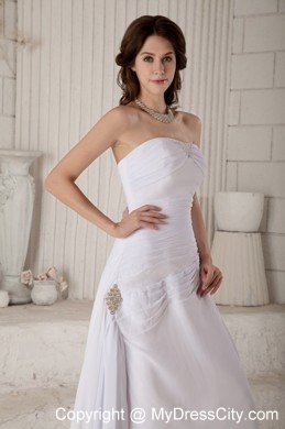 Column Strapless Floor-length Beading and Ruching Wedding Dress