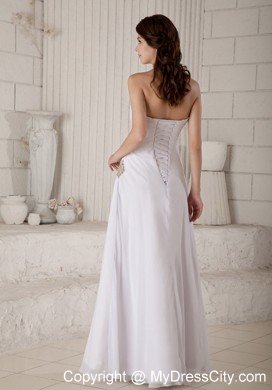 Column Strapless Floor-length Beading and Ruching Wedding Dress