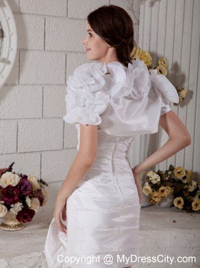 Sweetheart Mini-length Ruched Wedding Dress with Flower Jacket