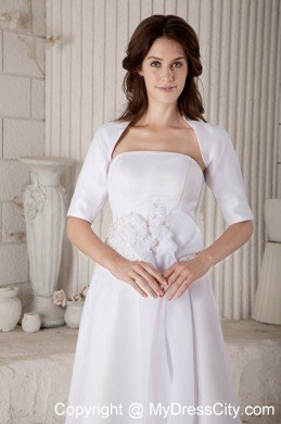 Strapless Court Train Hand Flowers and Embroidery Bridal Gown