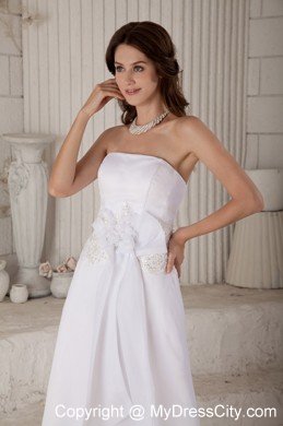 Strapless Court Train Hand Flowers and Embroidery Bridal Gown