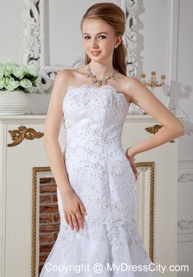 Beautiful Mermaid Court Train Wedding Dress with Appliques