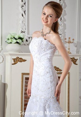 Beautiful Mermaid Court Train Wedding Dress with Appliques