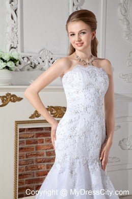 Beautiful Mermaid Court Train Wedding Dress with Appliques