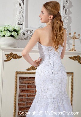 Beautiful Mermaid Court Train Wedding Dress with Appliques
