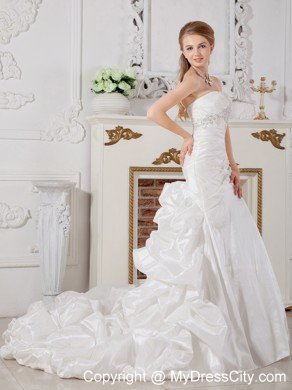 Perfect Mermaid Strapless Court Train Appliques Wedding Dress