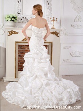 Perfect Mermaid Strapless Court Train Appliques Wedding Dress