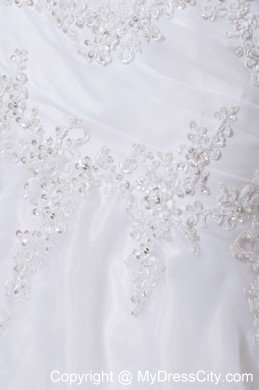 Mermaid Strapless Brush Train Chiffon Appliques Wedding Dress