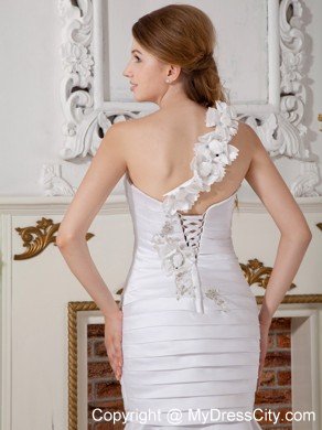 Mermaid One Shoulder Wedding Dress with Detachable Brush Train