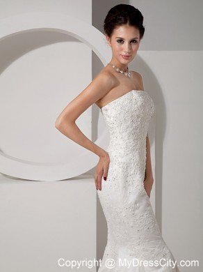 Fancy Mermaid Strapless Court Train Lace Beaded Bridal dress