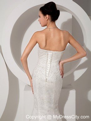 Fancy Mermaid Strapless Court Train Lace Beaded Bridal dress