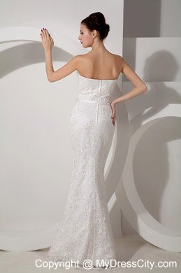Column Sweetheart Floor-length Wedding Dress with Lace Jacket