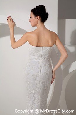 Column Sweetheart Floor-length Wedding Dress with Lace Jacket