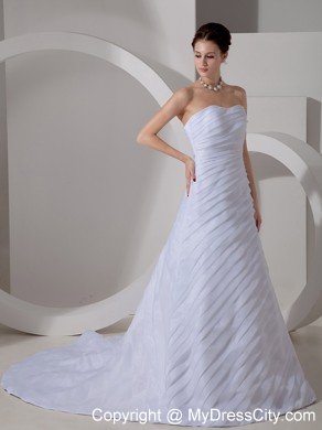 Beautiful A-line Sweetheart Court Train Ruched Wedding Dress